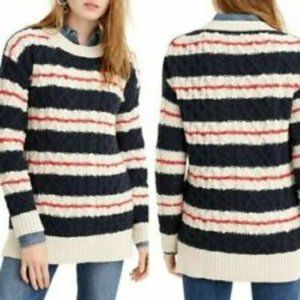 J.Crew Merino Wool Striped Cable Knit Sweater NWT